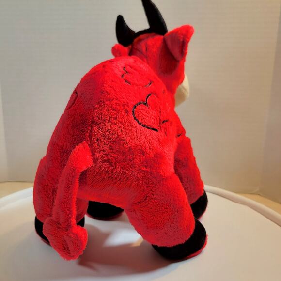 Goat Plushy Plush Red Devil Hearts 12" Stuffed Animal Valentine Russ Berrie - Picture 7 of 13
